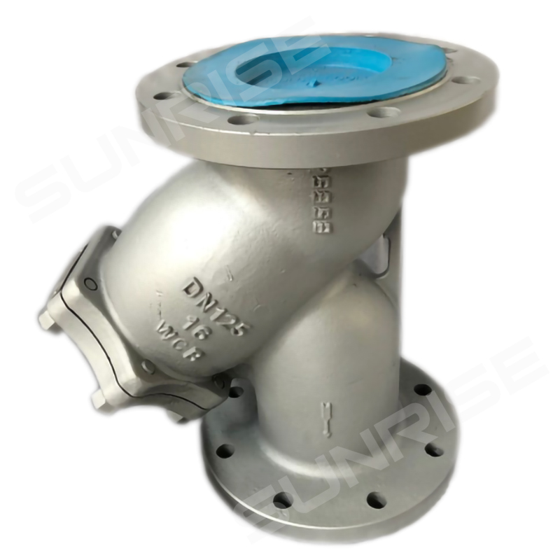 ASTM A216 WCB， Y-TYPE STRAINER, DN125, PN16, MESH40, FLANGE RF END CONNECT, SCREEN : SS304