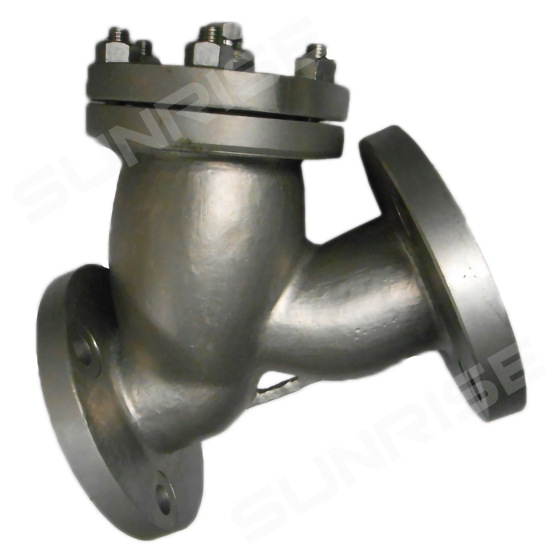 Y-TYPE STRAINER, ASTM A351 CF8M, O.D 8INCH, CL150, MESH40, FLANGE RF END CONNECT, SCREEN : SS304